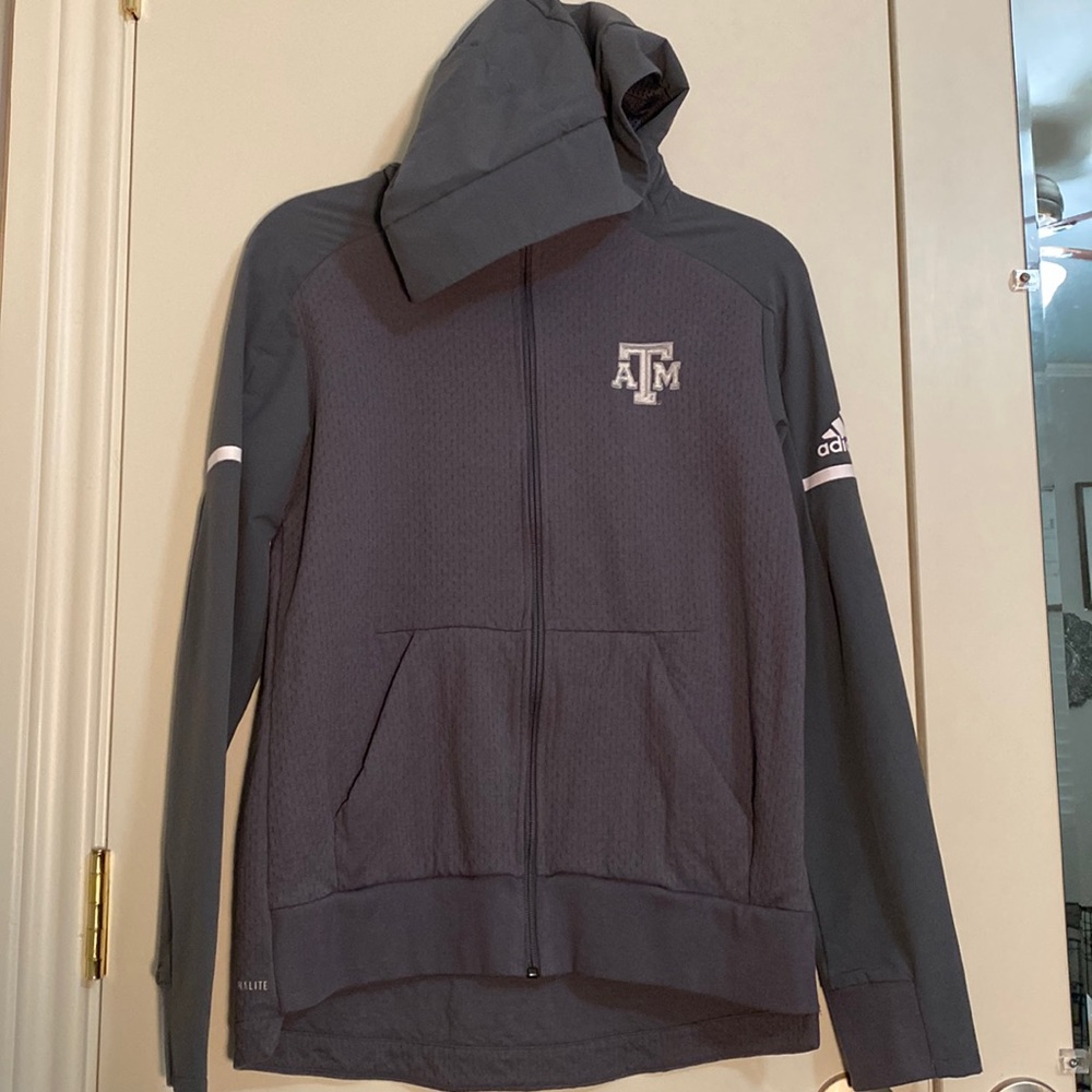 Grey Zip-Up Texas A&M Adidas Jacket | Size S